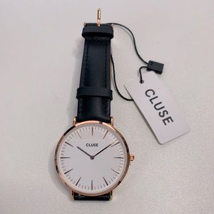 BRAND NEW: Cluse Watch: black band, rose gold face